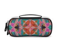 FHESDCW Colorful Bohemian Patterns Pencil Case with Zipper - Large Capacity, Portable Small Cosmetic Bag for Travel, Vintage PU Leather Pencil Pouch for Women Men