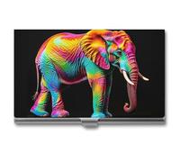 FHESDCW Colorful Elephants Business Card Holder for Men & Women, Professional Card Case with Buckle Style Shut, Compact And Portable Metal Case for Office Workers, style, One Size, Classic