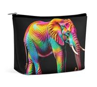 FHESDCW Colorful Elephants Makeup Bag for Women PU Leather Waterproof Cosmetic Bag with Zipper Portable Travel Makeup Organizer