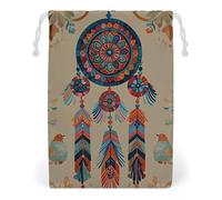 FHESDCW Colorful Retro Tribe Dream Catcher Drawstring Bag Canvas, Reusable Travel Jewelry Pouches, Washable Storage Bags for Gift, Candy, Cosmetics 20 * 25cm