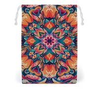 FHESDCW Colorful Symmetrical Pattern Drawstring Bag Canvas, Reusable Travel Jewelry Pouches, Washable Storage Bags for Gift, Candy, Cosmetics 12 * 18cm