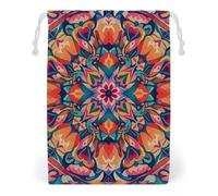 FHESDCW Colorful Symmetrical Pattern Drawstring Bag Canvas, Reusable Travel Jewelry Pouches, Washable Storage Bags for Gift, Candy, Cosmetics 20 * 25cm