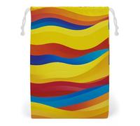 FHESDCW Colorful Waves Drawstring Bag Canvas, Reusable Travel Jewelry Pouches, Washable Storage Bags for Gift, Candy, Cosmetics 20 * 25cm