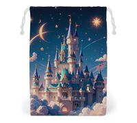 FHESDCW Cool Aesthetic Castle Drawstring Bag Canvas, Reusable Travel Jewelry Pouches, Washable Storage Bags for Gift, Candy, Cosmetics 20 * 25cm