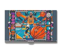 FHESDCW Cool Basketball Theme Business Card Holder for Men & Women, Professional Card Case with Buckle Style Shut, Compact And Portable Metal Case for Office Workers, style, One Size, Classic