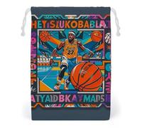 FHESDCW Cool Basketball Theme Drawstring Bag Canvas, Reusable Travel Jewelry Pouches, Washable Storage Bags for Gift, Candy, Cosmetics 20 * 25cm