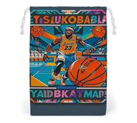 FHESDCW Cool Basketball Theme Drawstring Bag Canvas, Reusable Travel Jewelry Pouches, Washable Storage Bags for Gift, Candy, Cosmetics 12 * 18cm
