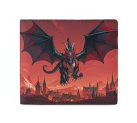 FHESDCW Cool Red Black Dragon Wallet Elegant Leather Wallets with ID Window & 2 Card Slots, Slim Bifold Wallet for Men Women