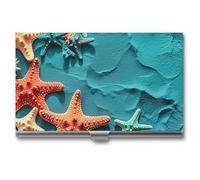 FHESDCW Coral And Starfish Business Card Holder for Men & Women, Professional Card Case with Buckle Style Shut, Compact And Portable Metal Case for Office Workers, style, One Size, Classic