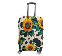 FHESDCW Cow Patterned Sunflower Luggage Covers for Suitcases, Washable Travel Accessories, Anti-Scratch & Dust Protection Suitcase Cover Protector Fits 19-32 Inch Luggage, Style, L, Classic
