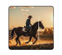 FHESDCW Cowboys Riding Horses Picnic Blanket with Zippered Tote Bag, Waterproof Portable Outdoor Blanket, Lightweight Foldable Outdoor Mat for Beach, Camping, Park, 150x150cm