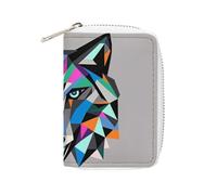 FHESDCW Coyote, Wolf Beast Card Holder for Men Women, Leather Credit Card Holder with 20 Card Slots Small Purse with Zipper