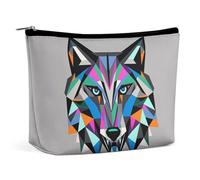 FHESDCW Coyote, Wolf Beast Makeup Bag for Women PU Leather Waterproof Cosmetic Bag with Zipper Portable Travel Makeup Organizer