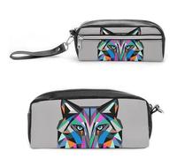 FHESDCW Coyote, Wolf Beast Pencil Case Large Capacity with Zipper, Hanging Water Proof Cosmetic Bag for Travel, Vintage Leather Pencil Pouch for Women Men