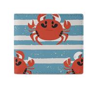 FHESDCW Crab Stripes Wallet Elegant Leather Wallets with ID Window & 2 Card Slots, Slim Bifold Wallet for Men Women