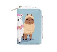 FHESDCW Cute Alpacas Card Holder for Men Women, Leather Credit Card Holder with 20 Card Slots Small Purse with Zipper
