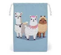 FHESDCW Cute Alpacas Drawstring Bag Canvas, Reusable Travel Jewelry Pouches, Washable Storage Bags for Gift, Candy, Cosmetics 20 * 25cm