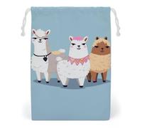 FHESDCW Cute Alpacas Drawstring Bag Canvas, Reusable Travel Jewelry Pouches, Washable Storage Bags for Gift, Candy, Cosmetics 12 * 18cm