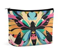 FHESDCW Cute And Colorful Moths Makeup Bag for Women PU Leather Waterproof Cosmetic Bag with Zipper Portable Travel Makeup Organizer