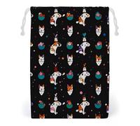 FHESDCW Cute Cartoon Cat Drawstring Bag Canvas, Reusable Travel Jewelry Pouches, Washable Storage Bags for Gift, Candy, Cosmetics 20 * 25cm