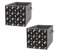 FHESDCW Cute Cartoon Cat Foldable Storage Box with Handles, Durable Oxford Storage Cubes, 2PCS Collapsible Closet Organizer for Home, Shelf, Office, Travel