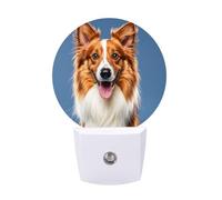 FHESDCW Cute Collie Dog Night Lights Plug Into Wall, LED Nightlights Auto On/Off Dusk to Dawn Sensor, Energy Efficient Night Lamp Soft Glow for Hallway Bedroom Bathroom Kitchen, 0.5W