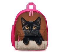 FHESDCW Cute Peeping Black Cat Backpack for Men Women, Durable Small Bookbag Lightweight Daypack for Travel, Hiking, Pink-style, One Size, Daypack Backpacks