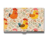 FHESDCW Cute Rooster And Chick Business Card Holder for Men & Women, Professional Card Case with Buckle Style Shut, Compact And Portable Metal Case for Office Workers, style, One Size, Classic