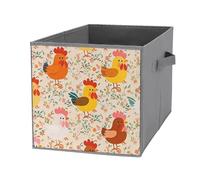 FHESDCW Cute Rooster And Chick Foldable Storage Box with Handles, Durable Oxford Storage Cubes, 1PCS Collapsible Closet Organizer for Home, Shelf, Office, Travel