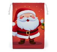 FHESDCW Cute Santa Claus Drawstring Bag Canvas, Reusable Travel Jewelry Pouches, Washable Storage Bags for Gift, Candy, Cosmetics 12 * 18cm