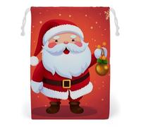 FHESDCW Cute Santa Claus Drawstring Bag Canvas, Reusable Travel Jewelry Pouches, Washable Storage Bags for Gift, Candy, Cosmetics 20 * 25cm