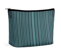 FHESDCW Dark Retro Minimalist Pattern Makeup Bag for Women PU Leather Waterproof Cosmetic Bag with Zipper Portable Travel Makeup Organizer