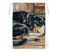 FHESDCW Dogs Sleeping in The House Drawstring Bag Canvas, Reusable Travel Jewelry Pouches, Washable Storage Bags for Gift, Candy, Cosmetics 20 * 25cm