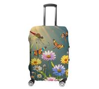 FHESDCW Dragonflies Flowers And Plants Luggage Covers for Suitcases, Washable Travel Accessories, Anti-Scratch & Dust Protection Suitcase Cover Protector Fits 19-32 Inch Luggage, Style, M, Classic