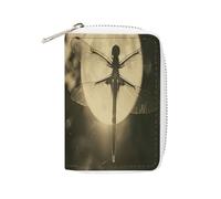FHESDCW Dragonfly And Moon Leather Card Bag Credit Card Holder Zipper Wallet With 20 Card Slots Slim Wallet Debit Card Protector Organizer Case, style, 16x11.5cm