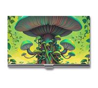 FHESDCW Dreamy Mushrooms And Tree Business Card Holder for Men & Women, Professional Card Case with Buckle Style Shut, Compact And Portable Metal Case for Office Workers, style, One Size, Classic