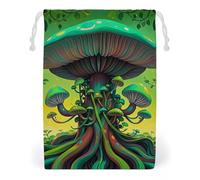 FHESDCW Dreamy Mushrooms And Tree Drawstring Bag Canvas, Reusable Travel Jewelry Pouches, Washable Storage Bags for Gift, Candy, Cosmetics 20 * 25cm