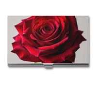 FHESDCW Elegant Red Rose Business Card Holder for Men & Women, Professional Card Case with Buckle Style Shut, Compact And Portable Metal Case for Office Workers, style, One Size, Classic