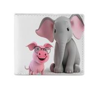 FHESDCW Elephant And Piggie Wallet Elegant Leather Wallets with ID Window & 2 Card Slots, Slim Bifold Wallet for Men Women