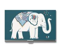 FHESDCW Elephant Pattern Business Card Holder for Men & Women, Professional Card Case with Buckle Style Shut, Compact And Portable Metal Case for Office Workers, style, One Size, Classic