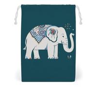 FHESDCW Elephant Pattern Drawstring Bag Canvas, Reusable Travel Jewelry Pouches, Washable Storage Bags for Gift, Candy, Cosmetics 20 * 25cm
