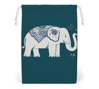 FHESDCW Elephant Pattern Drawstring Bag Canvas, Reusable Travel Jewelry Pouches, Washable Storage Bags for Gift, Candy, Cosmetics 12 * 18cm