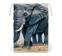 FHESDCW Elephant Watercolor Style Drawstring Bag Canvas, Reusable Travel Jewelry Pouches, Washable Storage Bags for Gift, Candy, Cosmetics 12 * 18cm