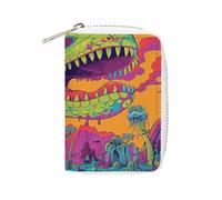 FHESDCW Emerald Dinosaur Lines Leather Card Bag Credit Card Holder Zipper Wallet With 20 Card Slots Slim Wallet Debit Card Protector Organizer Case, style, 16x11.5cm