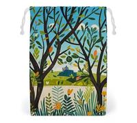 FHESDCW Exotic Tree Branch Sketch Cartoon Drawstring Bag Canvas, Reusable Travel Jewelry Pouches, Washable Storage Bags for Gift, Candy, Cosmetics 12 * 18cm