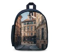 FHESDCW Facade Architecture Urban Image Backpack for Men Women, Durable Small Bookbag Lightweight Daypack for Travel, Hiking, Blue-style, One Size, Daypack Backpacks