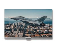 FHESDCW Fighter Jets Fly over Cities Business Card Holder for Men & Women, Professional Card Case with Buckle Style Shut, Compact And Portable Metal Case for Office Workers, style, One Size, Classic