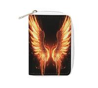 FHESDCW Fire Angle Wings Leather Card Bag Credit Card Holder Zipper Wallet With 20 Card Slots Slim Wallet Debit Card Protector Organizer Case, style, 16x11.5cm