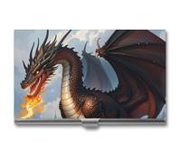 FHESDCW Fire Breathing Dragons Business Card Holder for Men & Women, Professional Card Case with Buckle Style Shut, Compact And Portable Metal Case for Office Workers, style, One Size, Classic