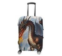 FHESDCW Fire Breathing Dragons Luggage Covers for Suitcases, Washable Travel Accessories, Anti-Scratch & Dust Protection Suitcase Cover Protector Fits 19-32 Inch Luggage, style, L, Classic